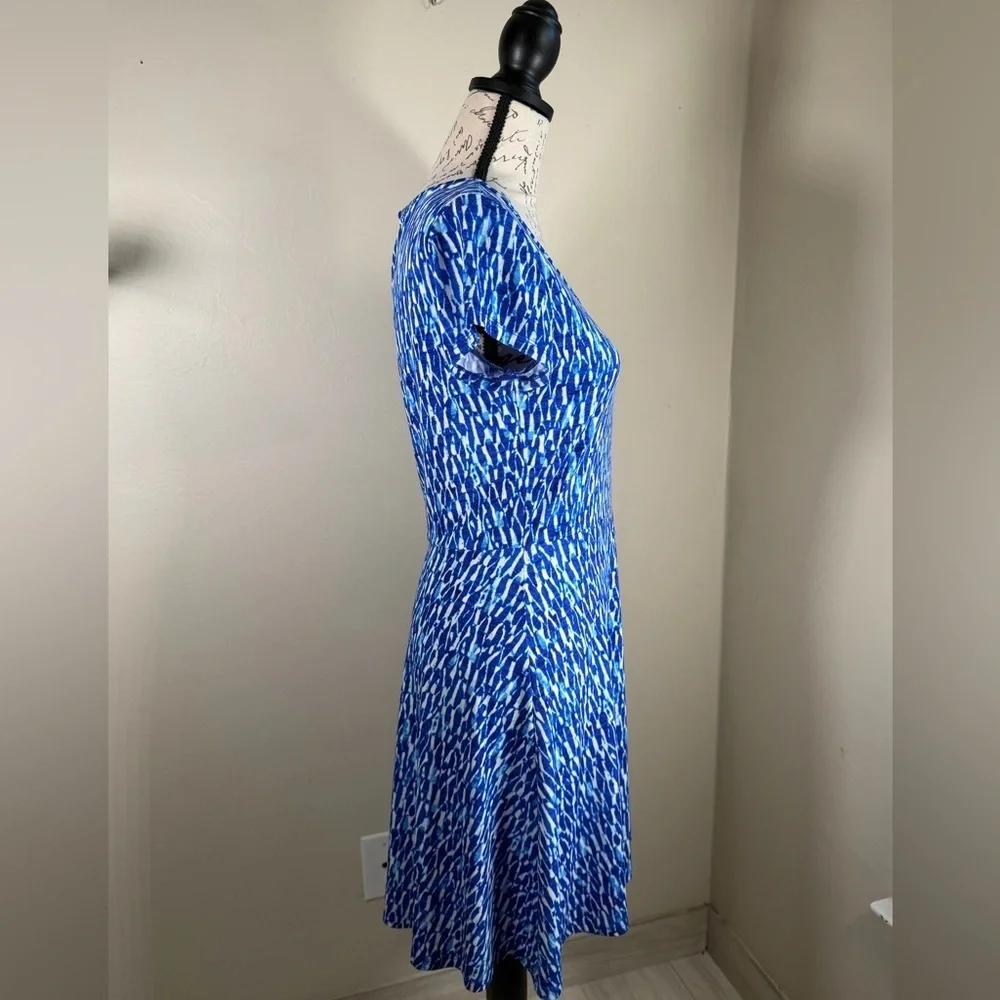 Michael Kors Abstract Blue and White Midi Dress
